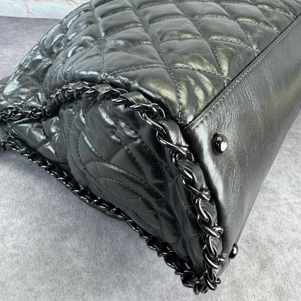 Chanel Gunmetal Leather Chain Me Quilted Bag - Picture 7 of 16